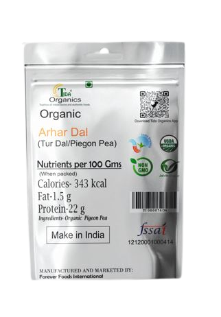 Organic Unpolished Toor Dal/ Arhar Dal / Pigeon Pea 1/2kg - Image 2