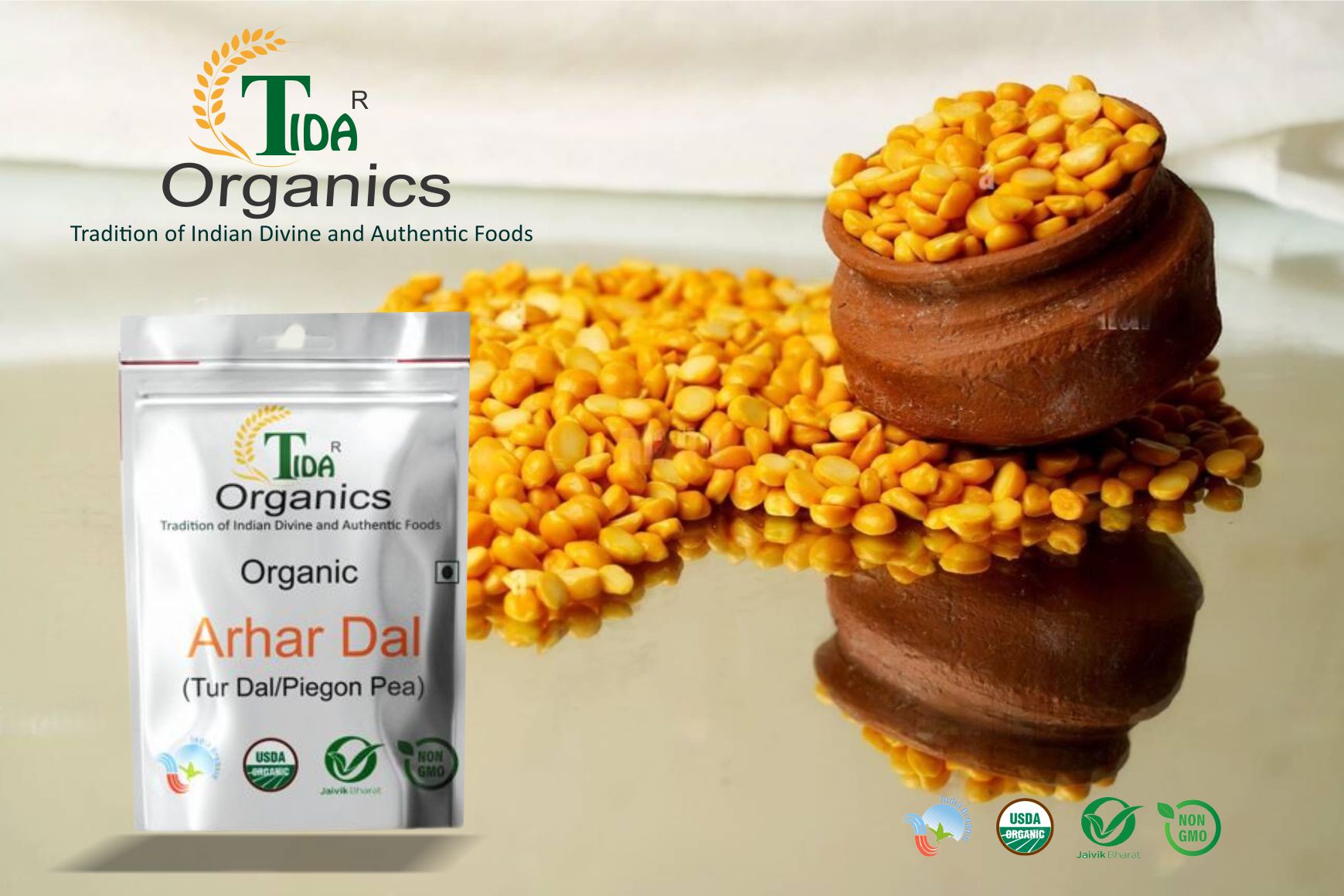 Organic Unpolished Toor Dal/ Arhar Dal / Pigeon Pea 1/2kg - Image 3